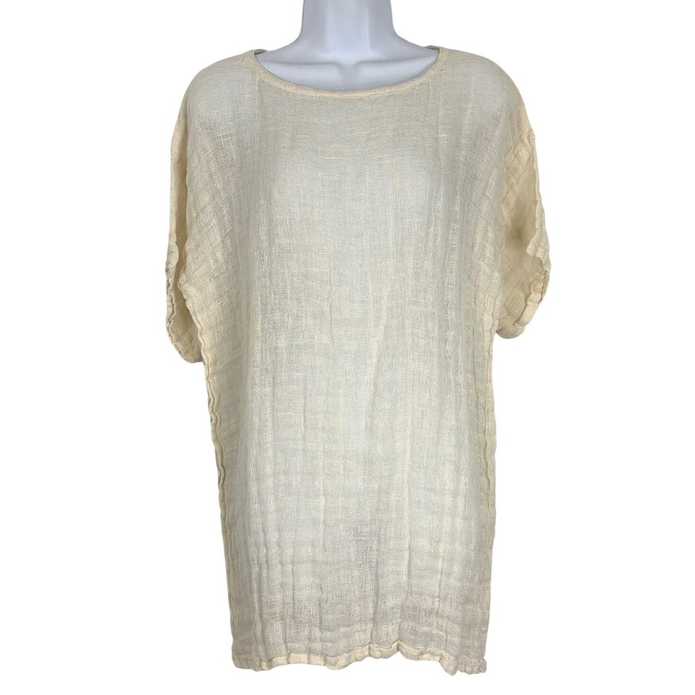 Linenbee Womens Boho Coastal Beach Lagenlook Gauze Linen Tunic Oversized M‎
